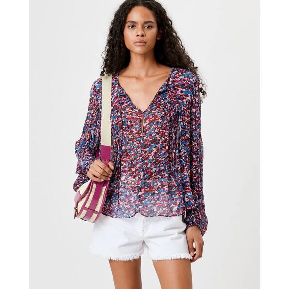 Isabel Marant Daytonea‎ Blouse Pink Purple Blue Abstract Print Size XS Chic Sexy - Picture 2 of 16